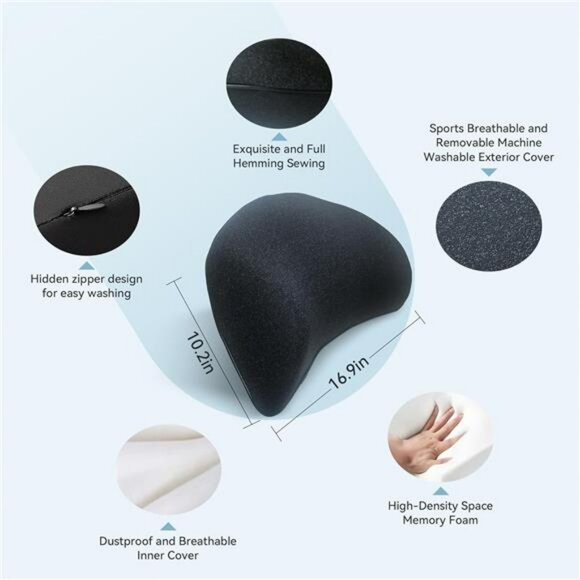 Memory foam lumbar support pillow for car seat office chair back pain relief - Picture 3 of 7